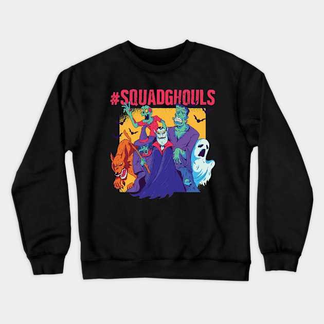 #SquadGhouls Funny Halloween Monsters Crewneck Sweatshirt by M n' Emz Studio